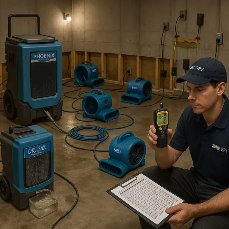 Structural Drying and Dehumidification process in Thorndale, PA
